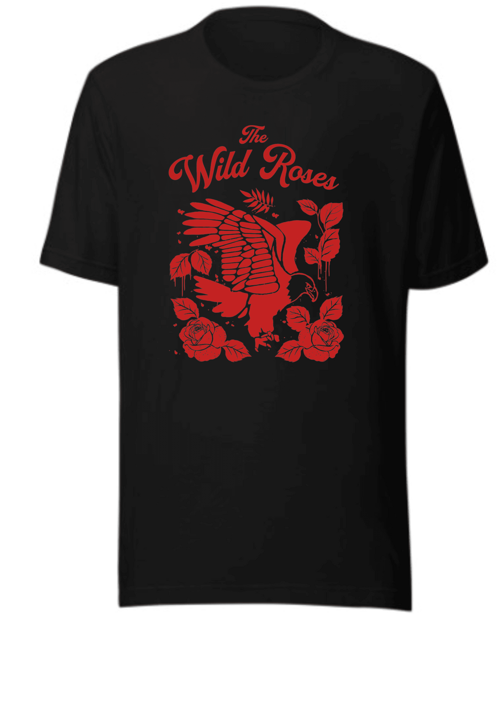 Eagle and Wild Rose, Graphic T-Shirt, Custom Graphic Tee, Nature Lover T-Shirt, Personalised Shirt, Boho T-Shirt - M, Black image