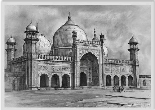 BadshahiMosqueLandscapePencilSketch_A4
