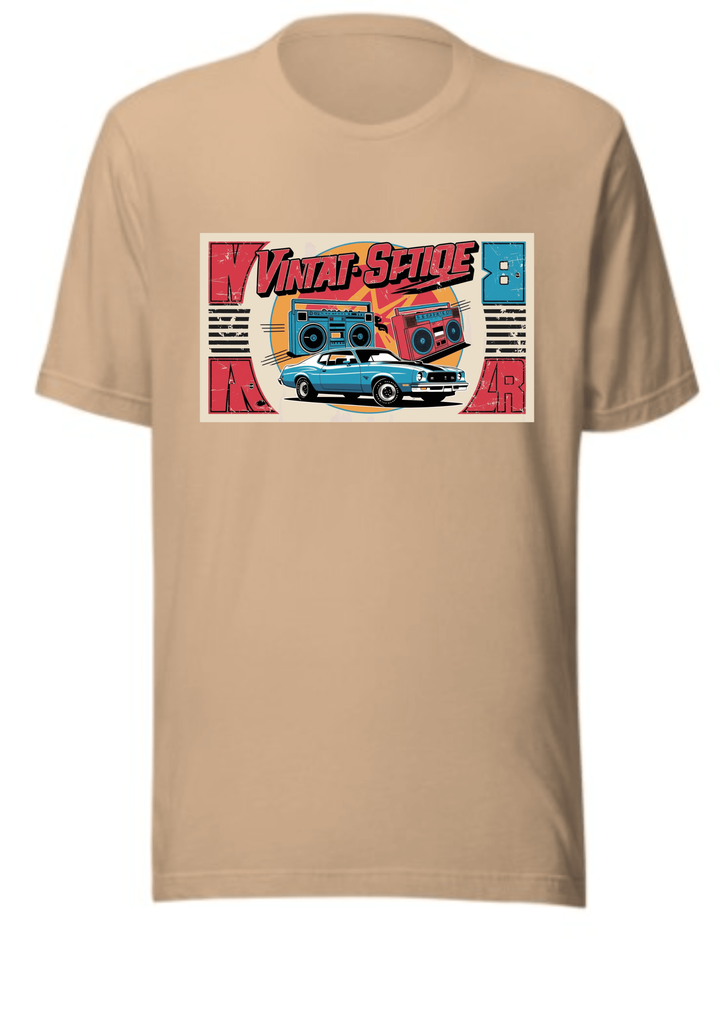 Retro T-Shirt, Bold Vintage Design, Cassette Tape Graphic, Unisex Cotton Top, Funky Fonts, Music Lover Gift, 80s 90s