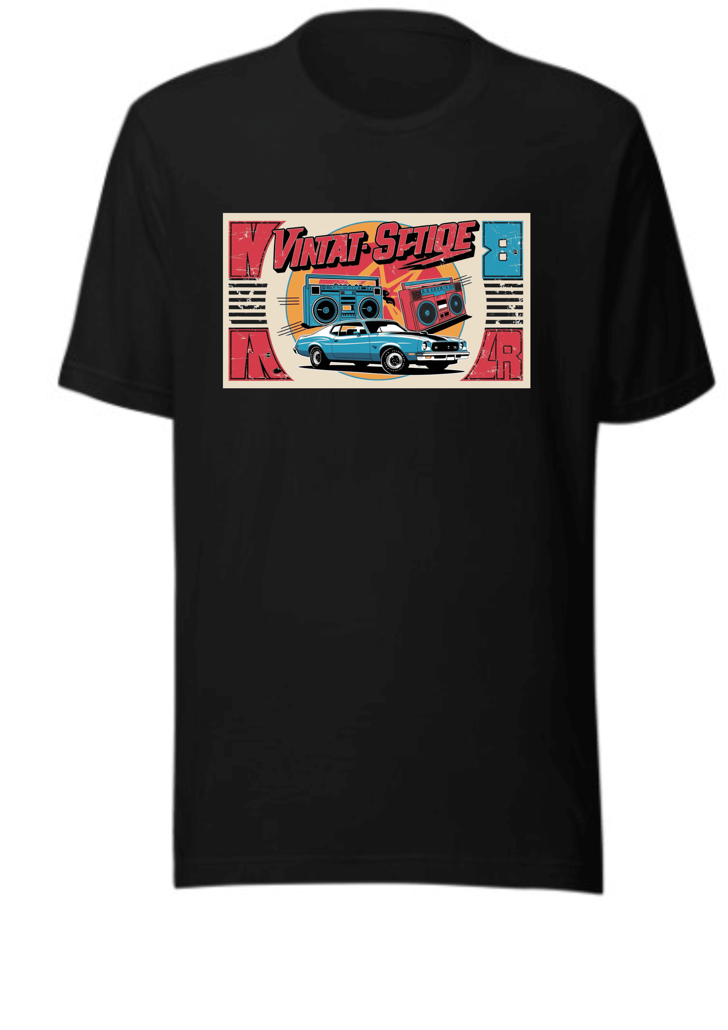 Retro T-Shirt, Bold Vintage Design, Cassette Tape Graphic, Unisex Cotton Top, Funky Fonts, Music Lover Gift, 80s 90s