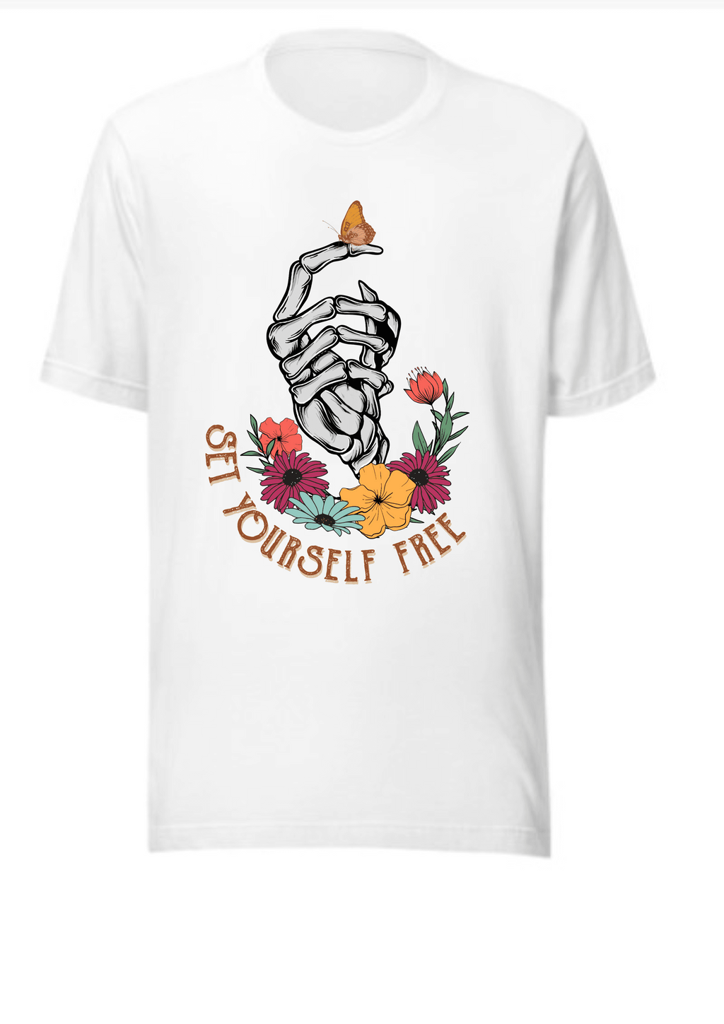 Graphic T-Shirt, Set Yourself Free, Hand Skull Tee, Mens T-Shirt, Womens T-shirt, Festival Clothing