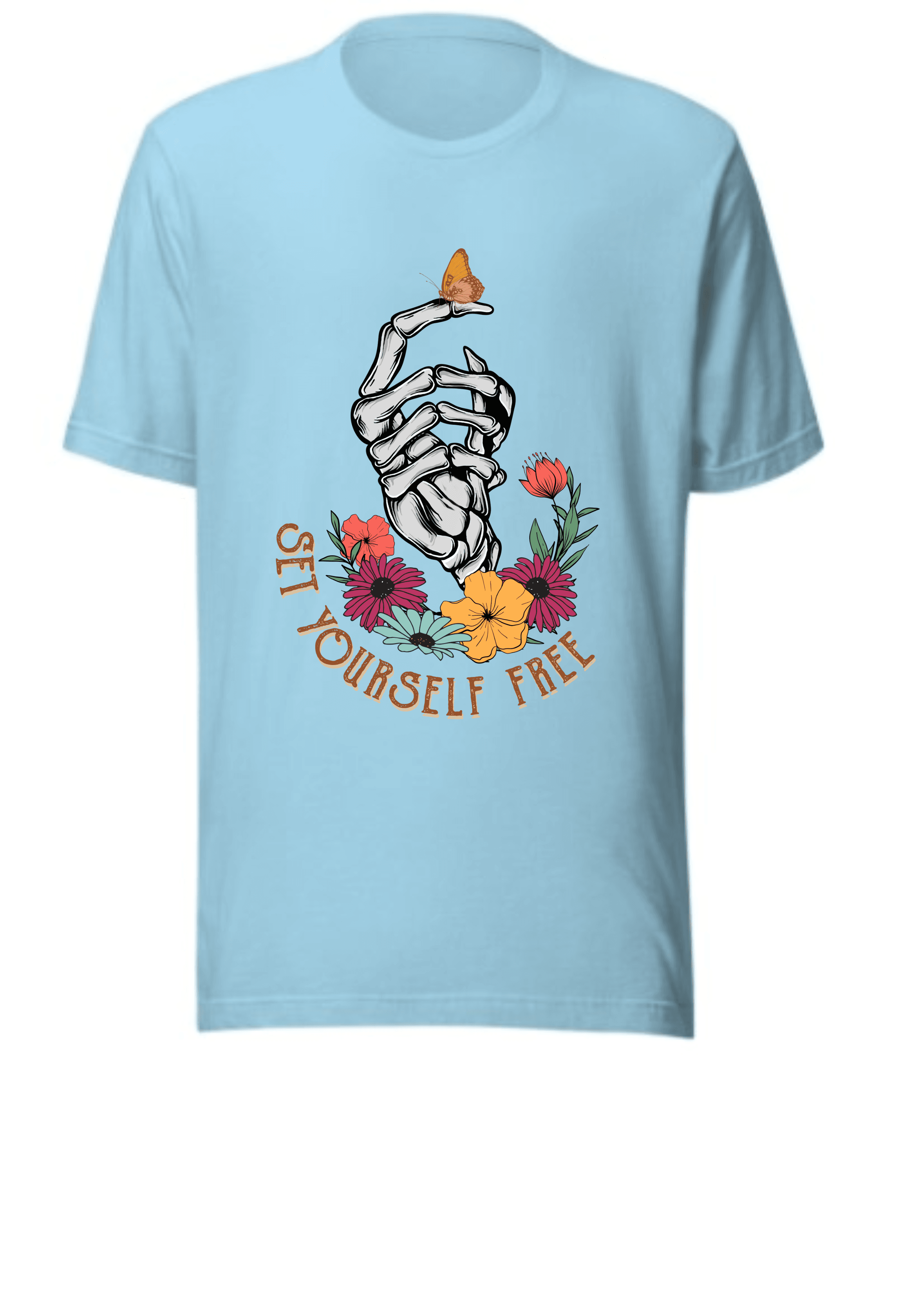 Graphic T-Shirt, Set Yourself Free, Hand Skull Tee, Mens T-Shirt, Womens T-shirt, Festival Clothing