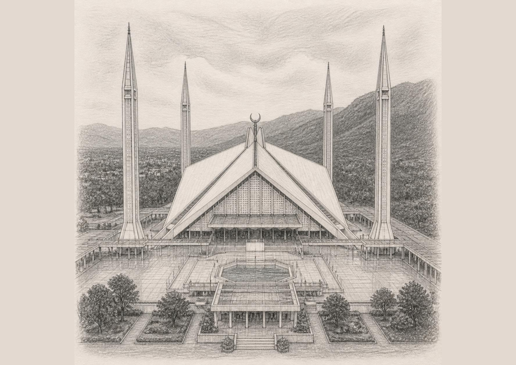 Faisal Mosque Pencil Sketch Framed Wall Art Marfz faisal-mosque-pencil-sketch-framed-wall-art-marfz