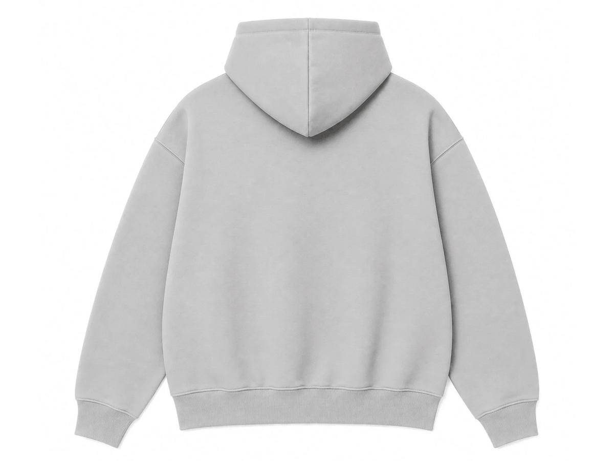 Heather grey hoodie back with Know Your Worth marble scales and eye graphic on front, pouch pocket and 3-panel hood - Marfz.pk