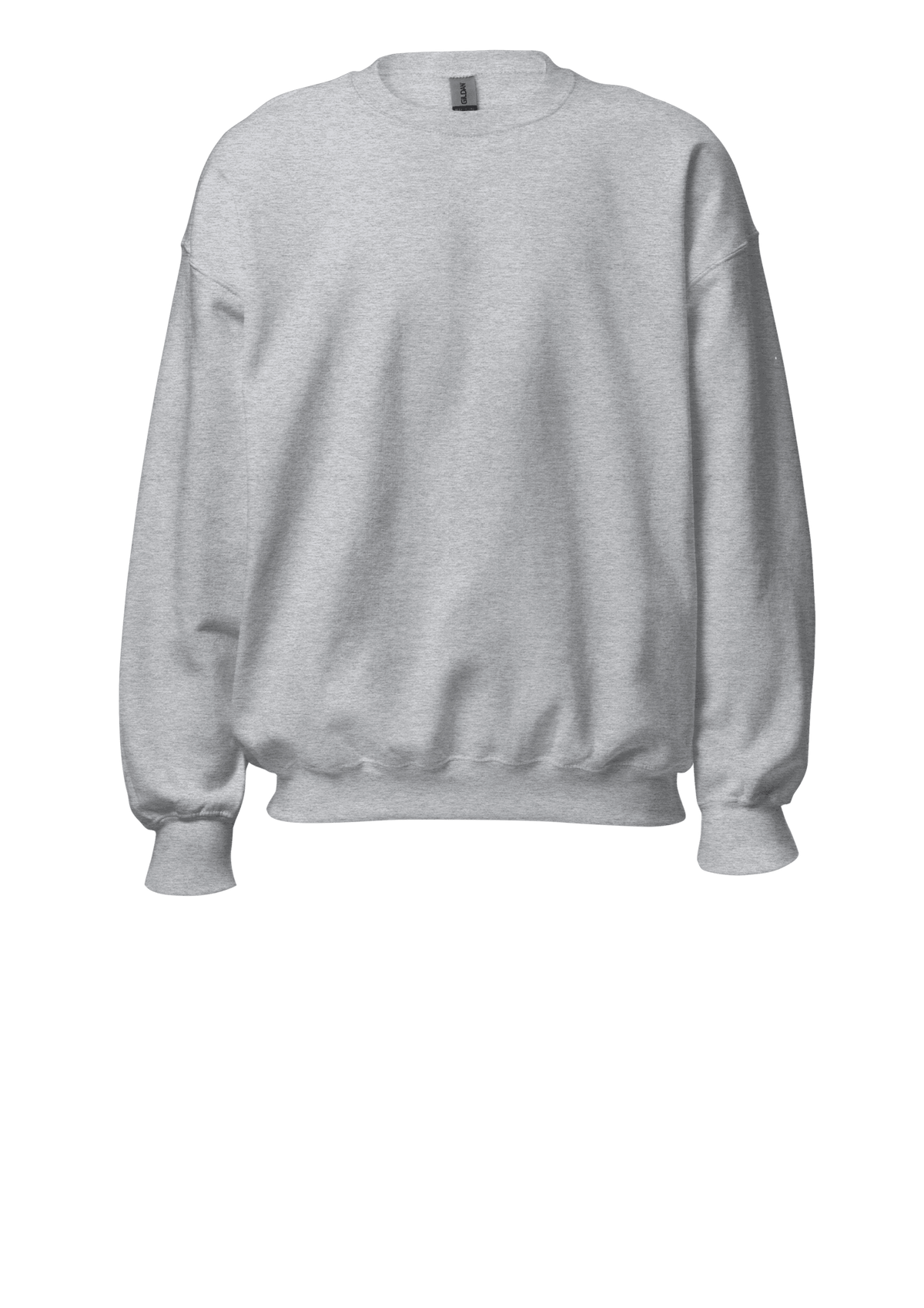 A light gray crewneck sweatshirt with a relaxed fit and ribbed cuffs, displayed against a plain white background.