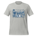 Grey cotton t-shirt with navy blue vintage electrician tools print - multimeter, pliers, screwdrivers, socket - Marfz.pk
