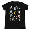 Space Adventure Kids T-Shirt (Black) – 100% Cotton Astronaut & Planets Print