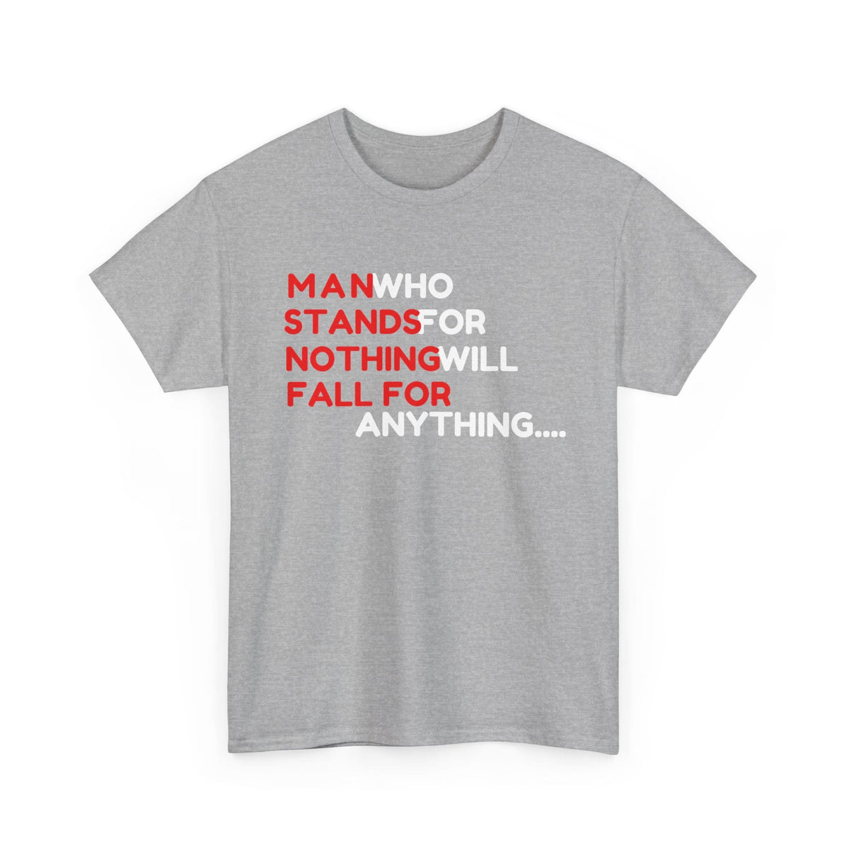 Activist T-Shirt, Malcom X Quotes Unisex Tee, Stand for Nothing Fall for Anything Shirt, Inspirational Quote - M, Heather Grey image