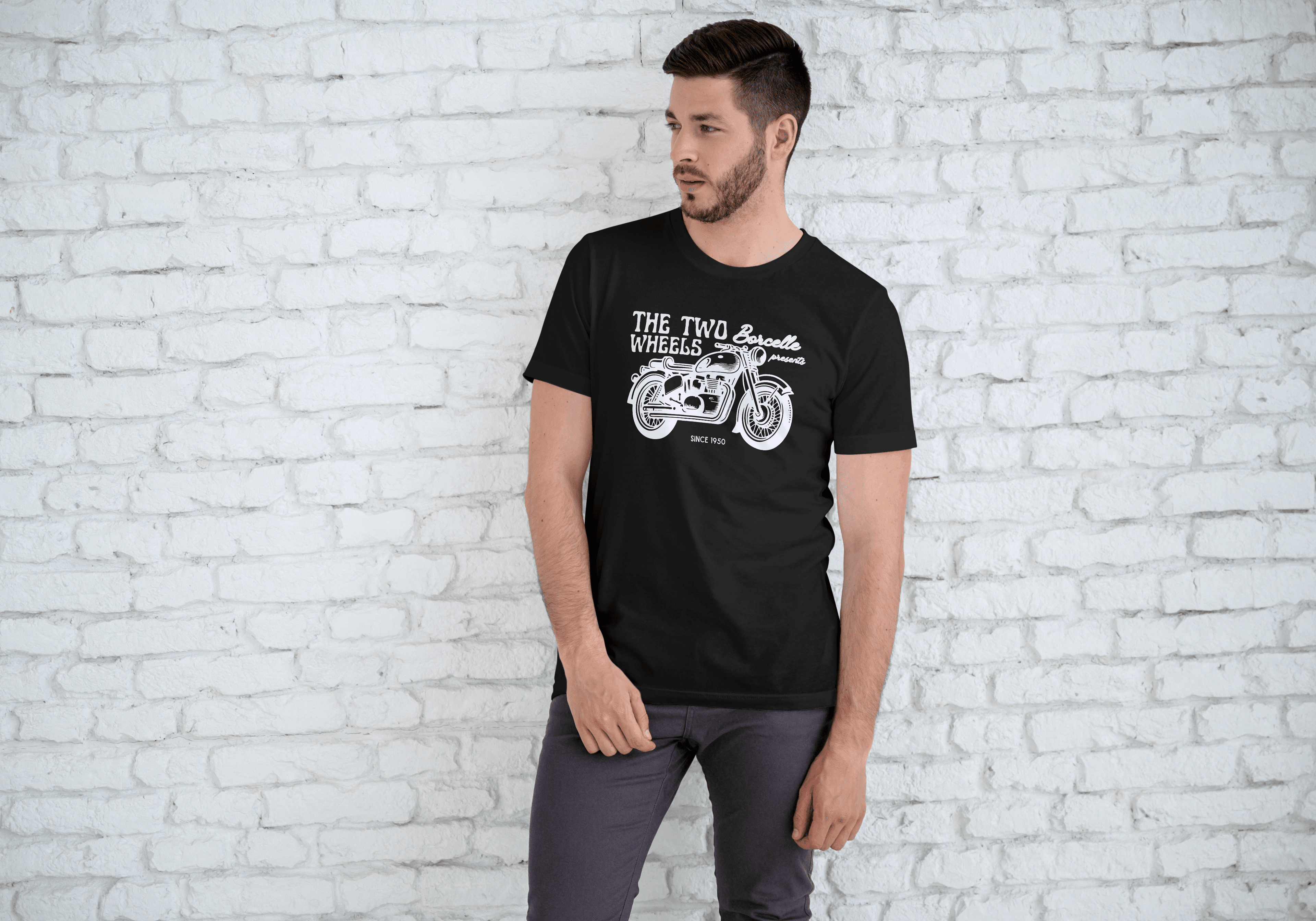 Men’s Biker T-Shirt – Classic Motorcycle Graphic Tee | Marfz.pk