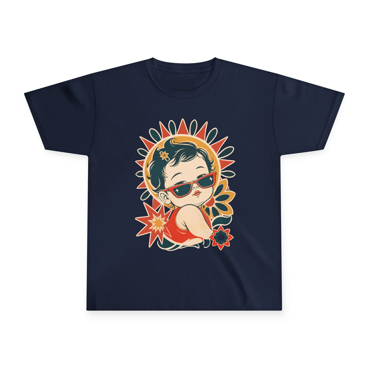 Navy blue oversized graphic t-shirt for girls - Marfz.pk streetwear
