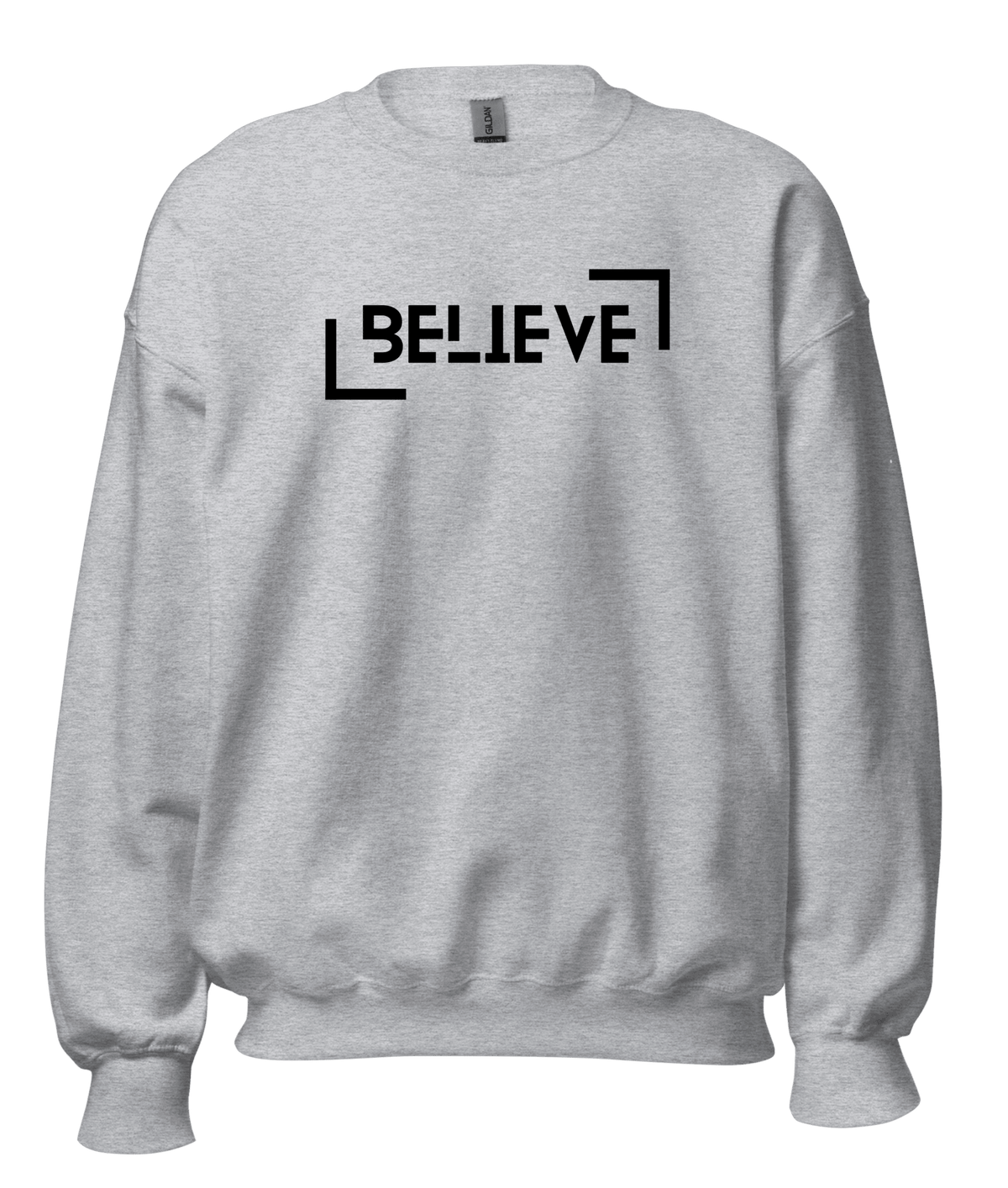 unisex crewneck sweatshirt - Believe - Heather grey- Marfz.pk