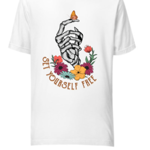 Graphic T-Shirt, Set Yourself Free, Hand Skull Tee, Mens T-Shirt, Womens T-shirt, Festival Clothing