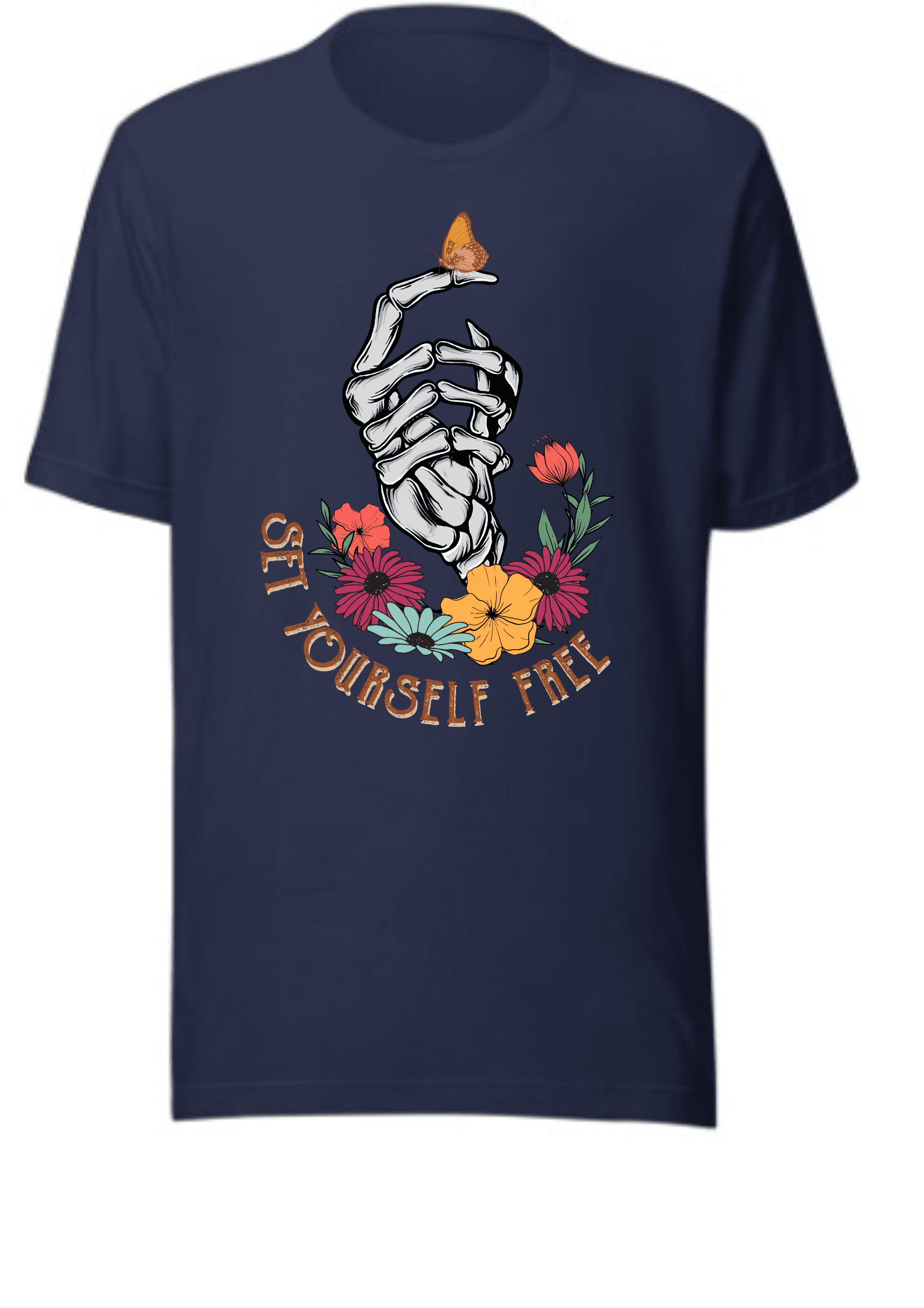 Graphic T-Shirt, Set Yourself Free, Hand Skull Tee, Mens T-Shirt, Womens T-shirt, Festival Clothing - Image 3