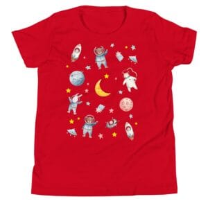 Space Adventure Kids T-Shirt (Black) โ 100% Cotton Astronaut & Planets Print