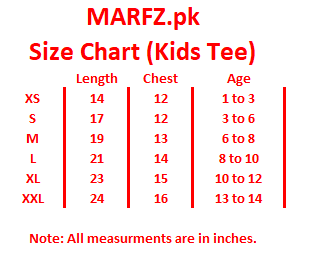 Kid's T-Shirt Size chart | Marfz.pk